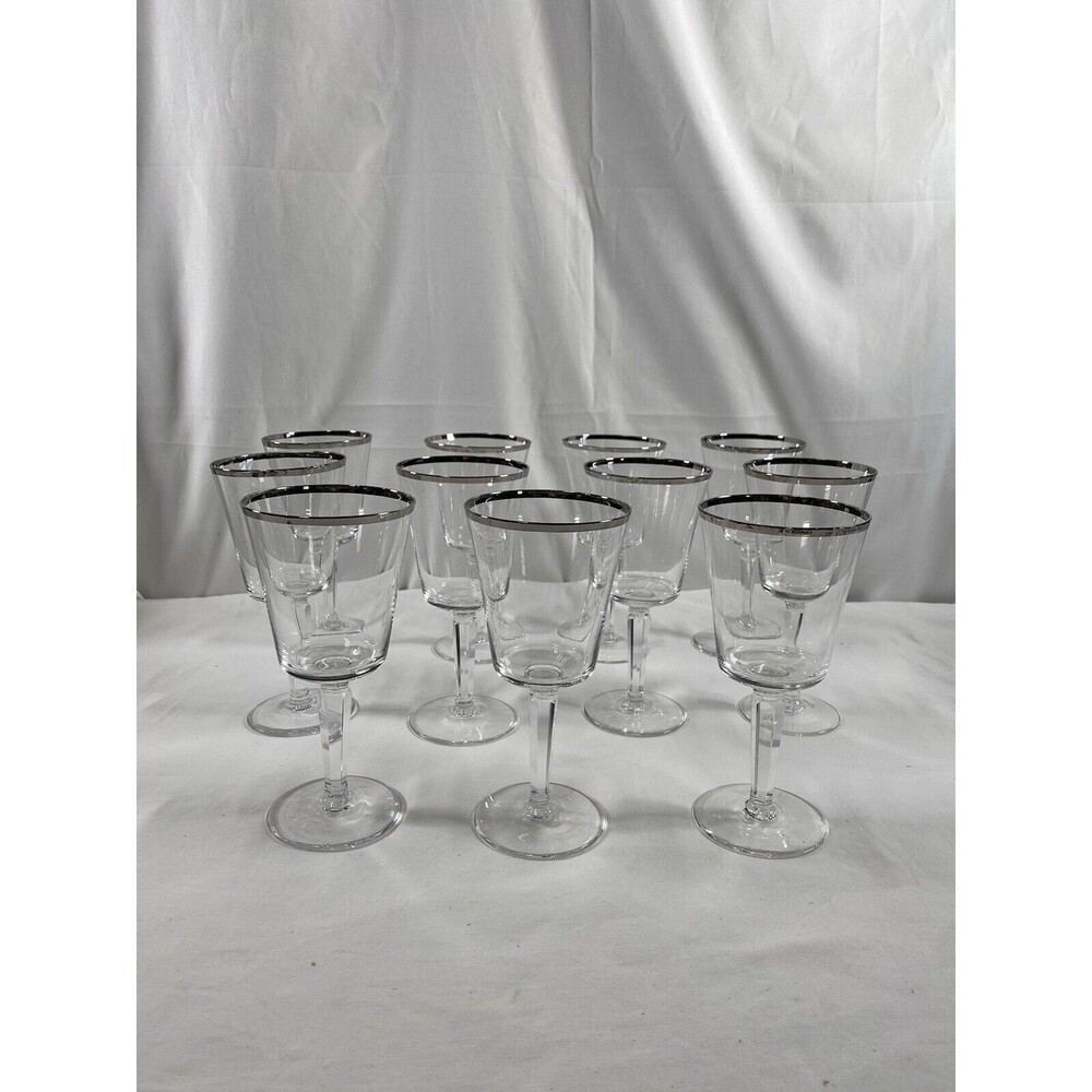 Lot of 5 Lenox Solitaire Platinum Wine Glass Water Goblet Crystal #681 READ
